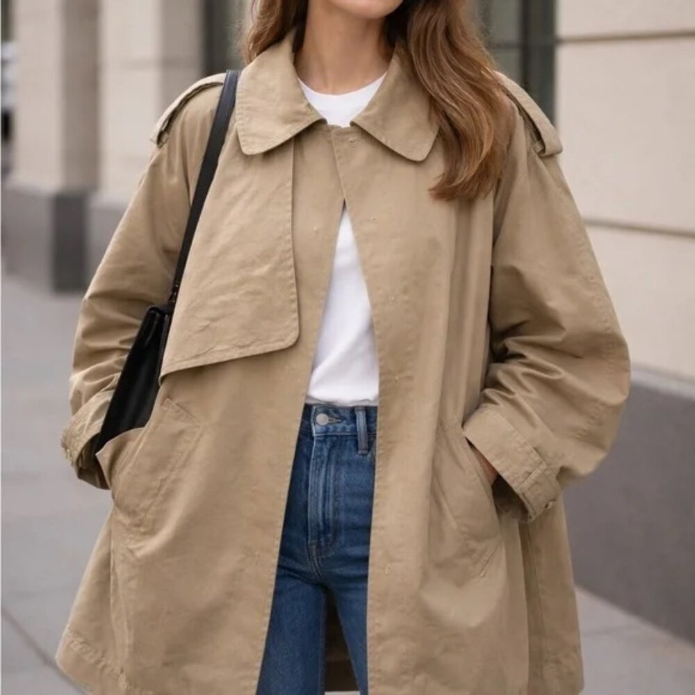 ARKET Short Trench Coat- beige linen blend